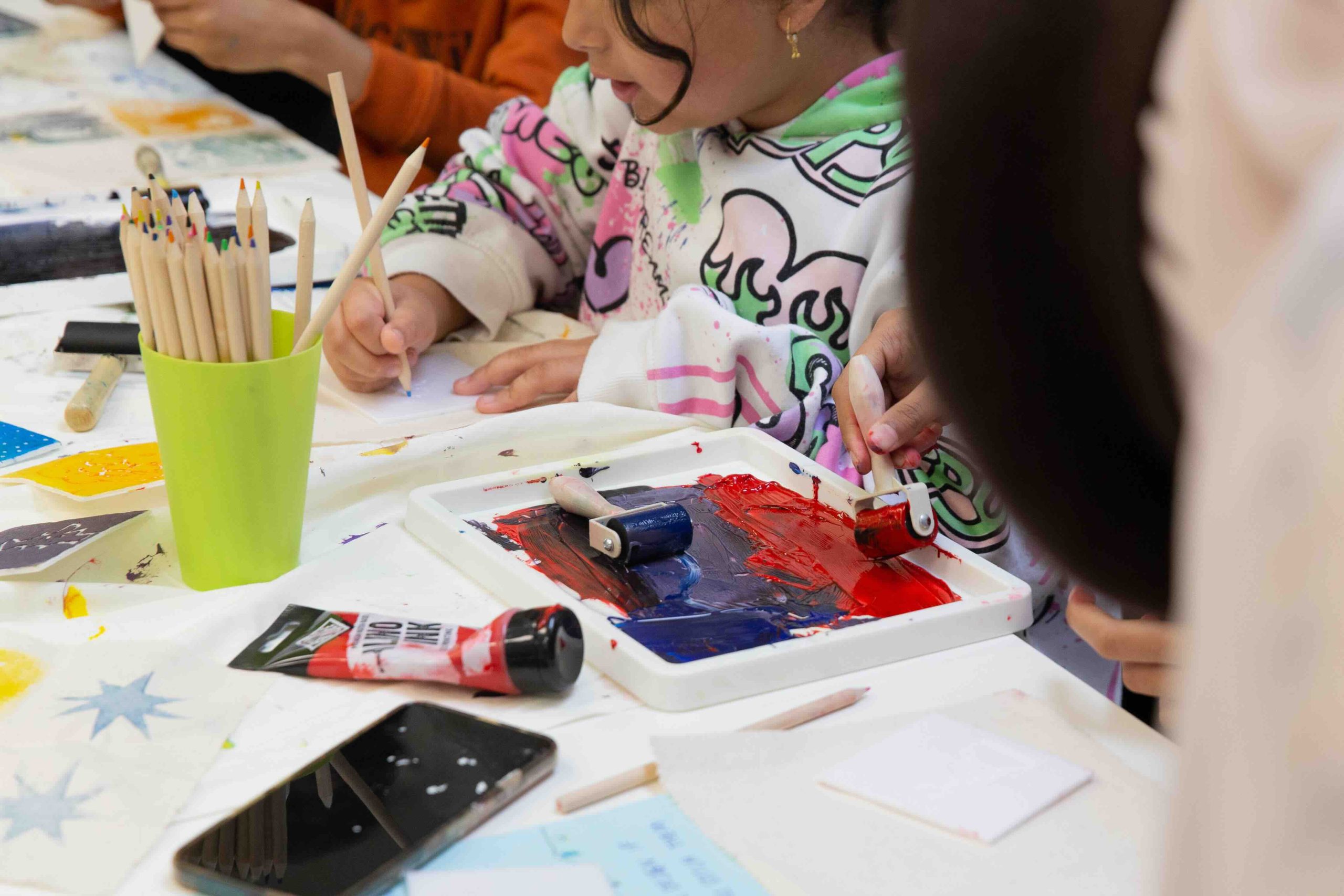 Children participating in Art Waves Workshop